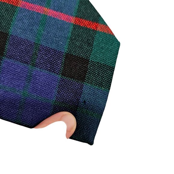 Ingles Buchan Tartan Tie 100% Pure New Wool Made In Scotland Green Blue Plaid‎ - Picture 4 of 6